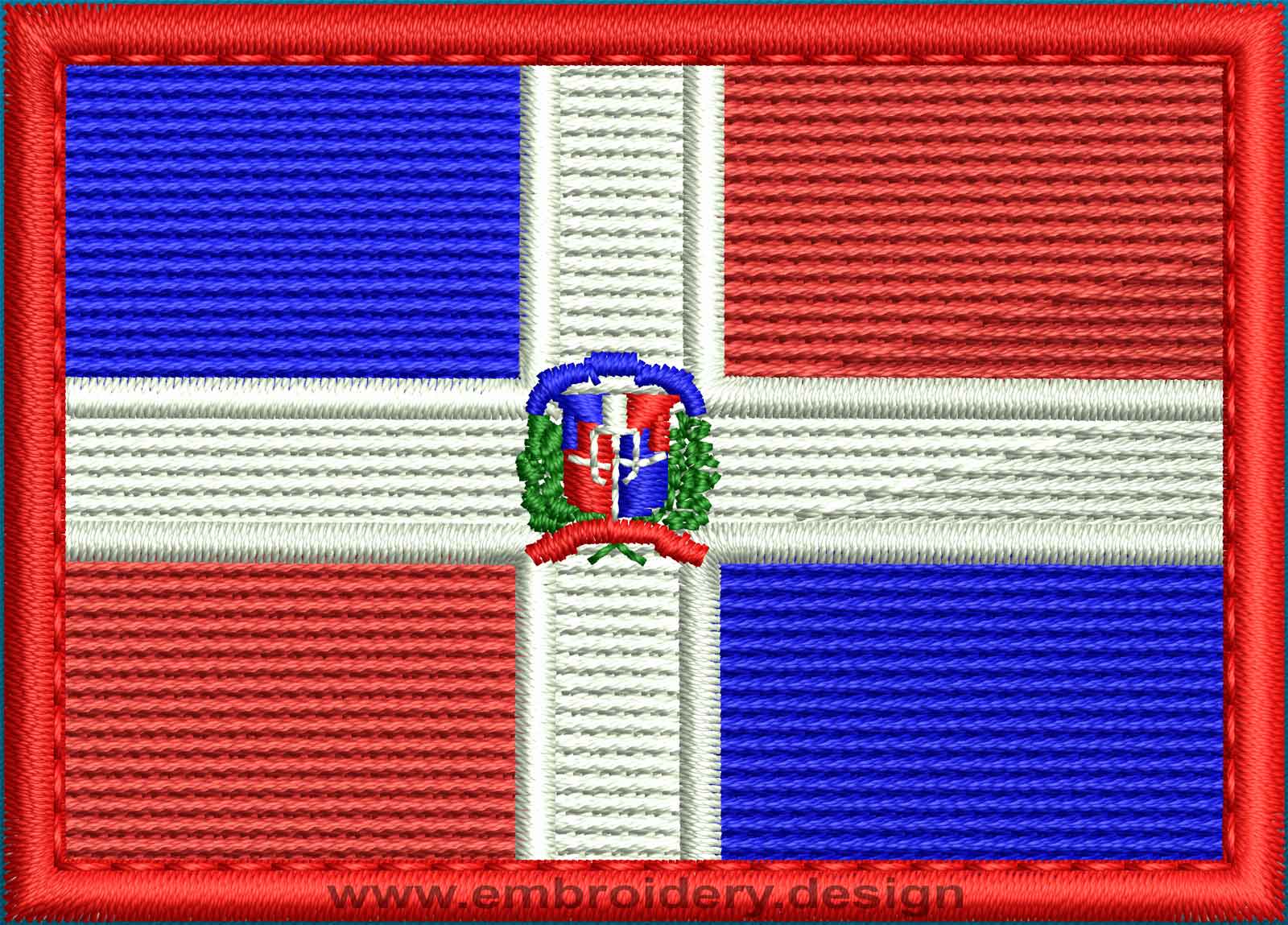 Design embroidery Flag of Dominican Republic Rectangle with Colour Trim ...