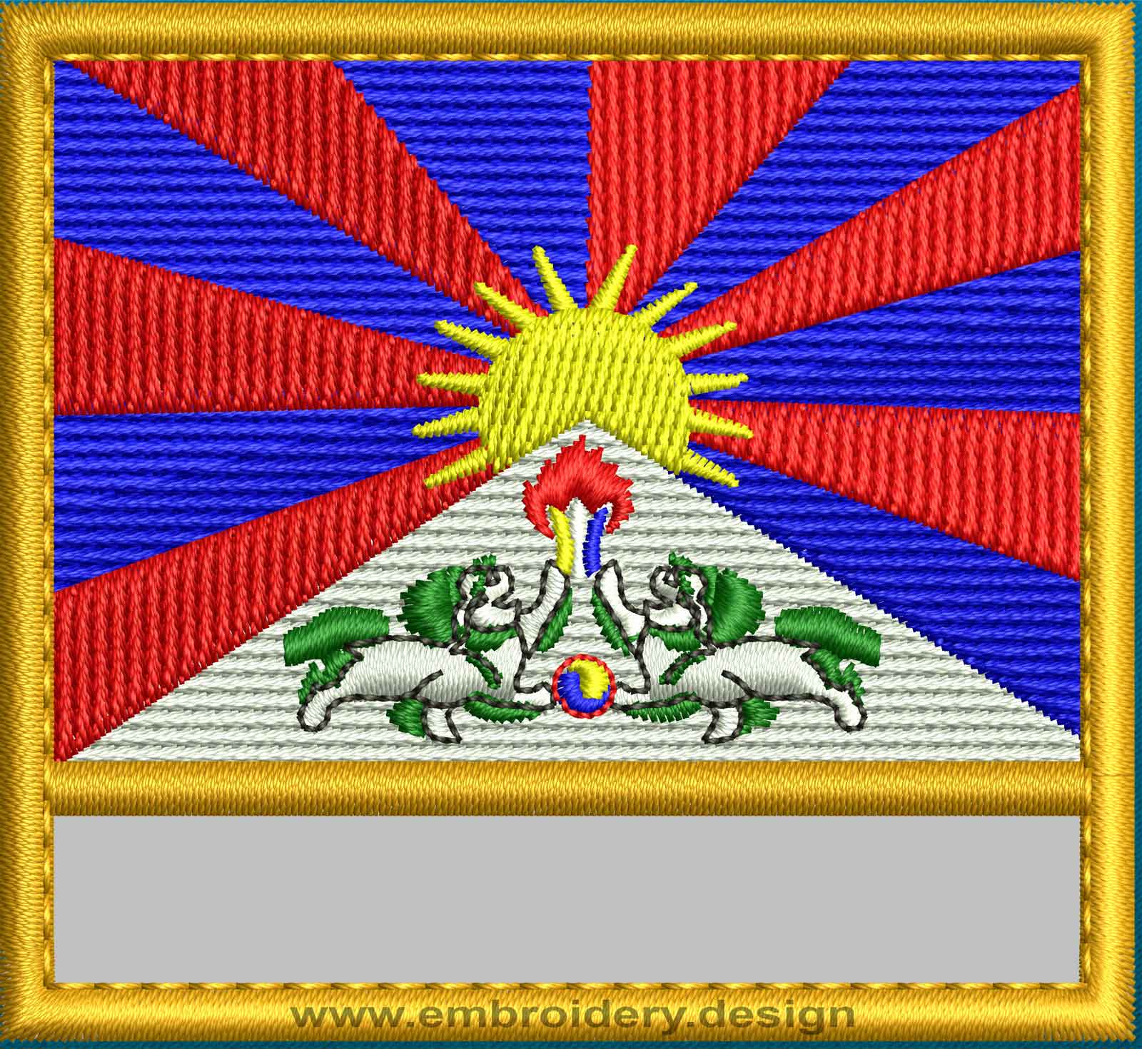 Design embroidery Flag of Tibet with Blank Box and Gold Trim by ...