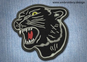 This Animal Patch Black Panther design was digitized and embroidered by www.embroidery.design.