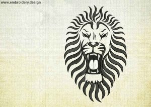 This Attacking lion design was digitized and embroidered by www.embroidery.design.