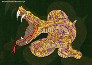 This Attacking python design was digitized and embroidered by www.embroidery.design.