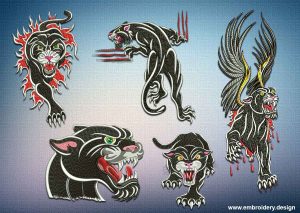 This Dangerous panthers embroidery designs pack design was digitized and embroidered by www.embroidery.design.