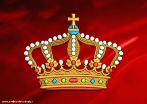 This Dutch king's crown design was digitized and embroidered by www.embroidery.design.