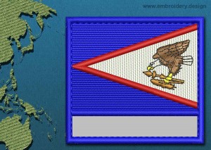 This Flag of American Samoa Customizable Text with a Colour Coded border design was digitized and embroidered by www.embroidery.design.
