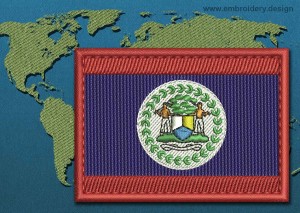 This Flag of Belize Rectangle with a Colour Coded border design was digitized and embroidered by www.embroidery.design.