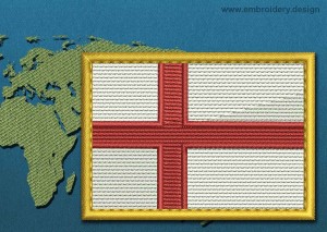This Flag of England Rectangle with a Gold border design was digitized and embroidered by www.embroidery.design.