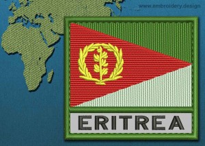 This Flag of Eritrea Text with a Colour Coded border design was digitized and embroidered by www.embroidery.design.