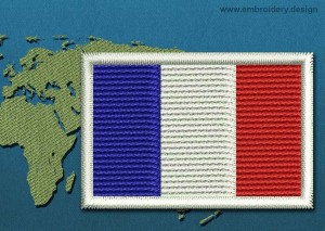 This Flag of France Mini with a Colour Coded border design was digitized and embroidered by www.embroidery.design.