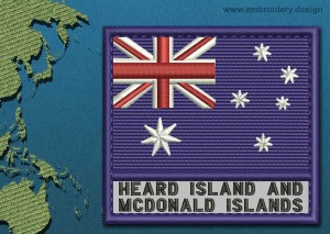This Flag of Heard Island and McDonald Islands Text with a Colour Coded border design was digitized and embroidered by www.embroidery.design.