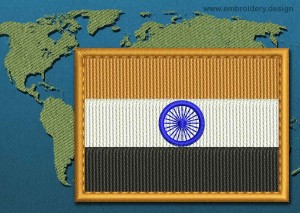 This Flag of India Rectangle with a Colour Coded border design was digitized and embroidered by www.embroidery.design.