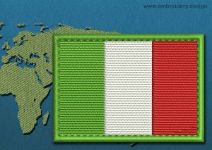 This Flag of Italy Rectangle with a Colour Coded border design was digitized and embroidered by www.embroidery.design.