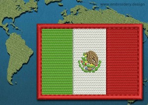 This Flag of Mexico Rectangle with a Colour Coded border design was digitized and embroidered by www.embroidery.design.