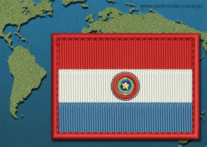 This Flag of Paraguay Rectangle with a Colour Coded border design was digitized and embroidered by www.embroidery.design.