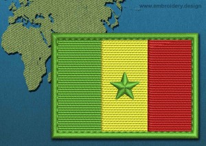 This Flag of Senegal Rectangle with a Colour Coded border design was digitized and embroidered by www.embroidery.design.