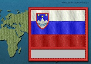 This Flag of Slovenia Customizable Text with a Colour Coded border design was digitized and embroidered by www.embroidery.design.