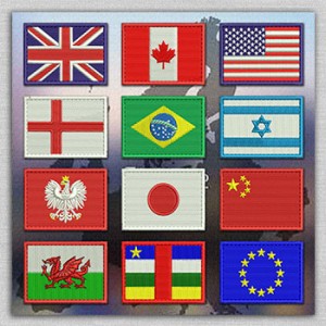 The category of embroidery designs with flags of all countries