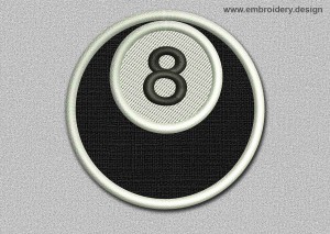 This Game Patch Ball With Number 8 design was digitized and embroidered by www.embroidery.design.