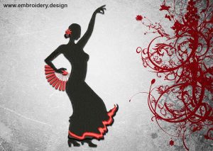 This Genuine Flamenco design was digitized and embroidered by www.embroidery.design.