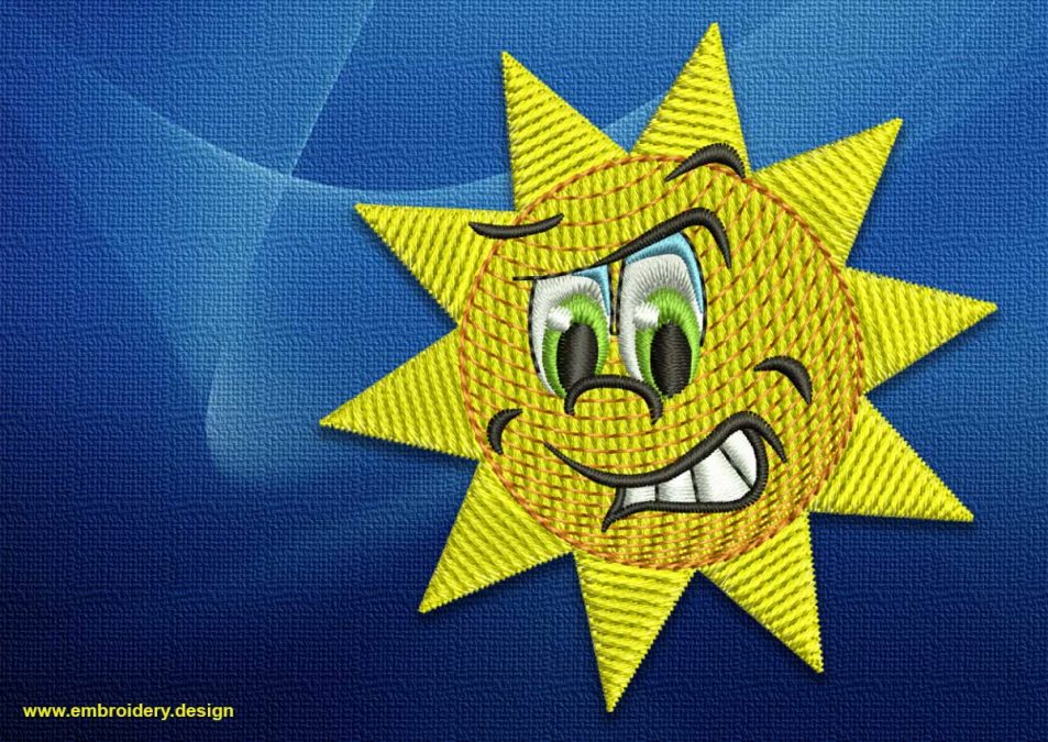 Grumpy sun embroidery design