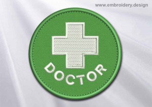 This Medical Patch Doctor with white cross in a circle design was digitized and embroidered by www.embroidery.design.