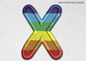 This Patch Rainbow Font English Letter X design was digitized and embroidered by www.embroidery.design.