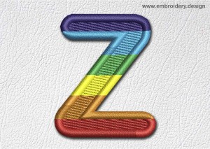 This Patch Rainbow Font English Letter Z design was digitized and embroidered by www.embroidery.design.