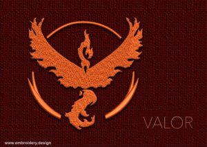 This Pokemon Go Teams Valor design was digitized and embroidered by www.embroidery.design.