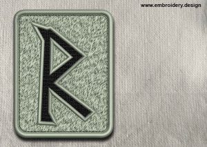 This Rune Raido, transparent background design was digitized and embroidered by www.embroidery.design.