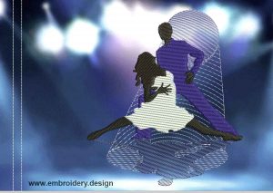 This Samba movements design was digitized and embroidered by www.embroidery.design.