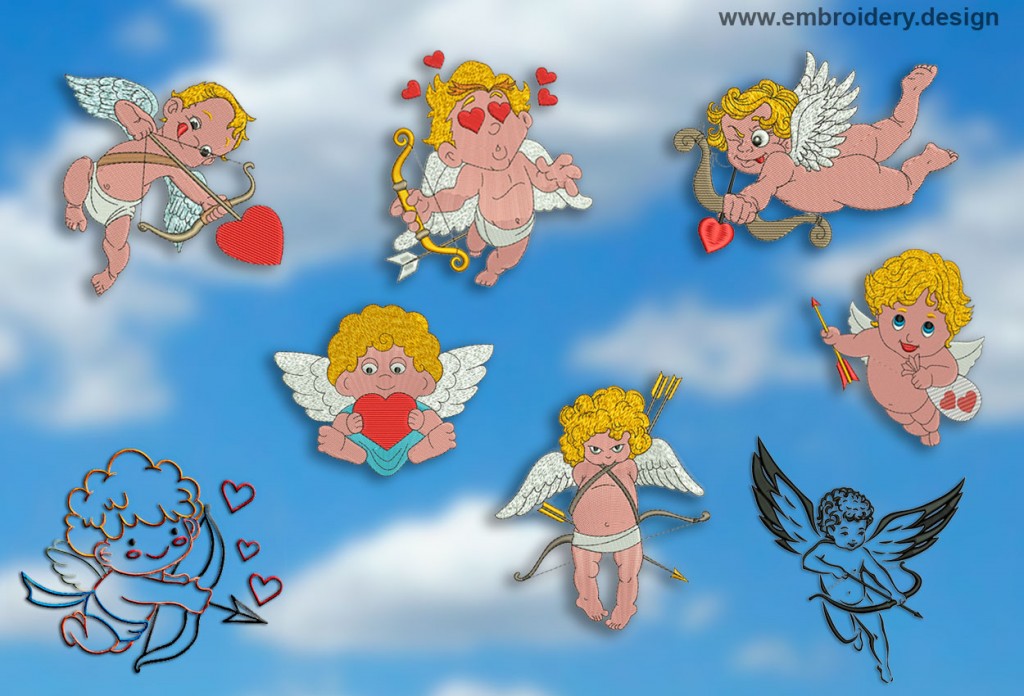 Cupids embroidery designs pack (collection of 8) - www.embroidery.design