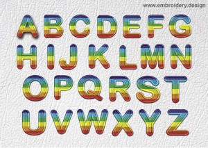This Patch Rainbow Font All English Letters design was digitized and embroidered by www.embroidery.design.