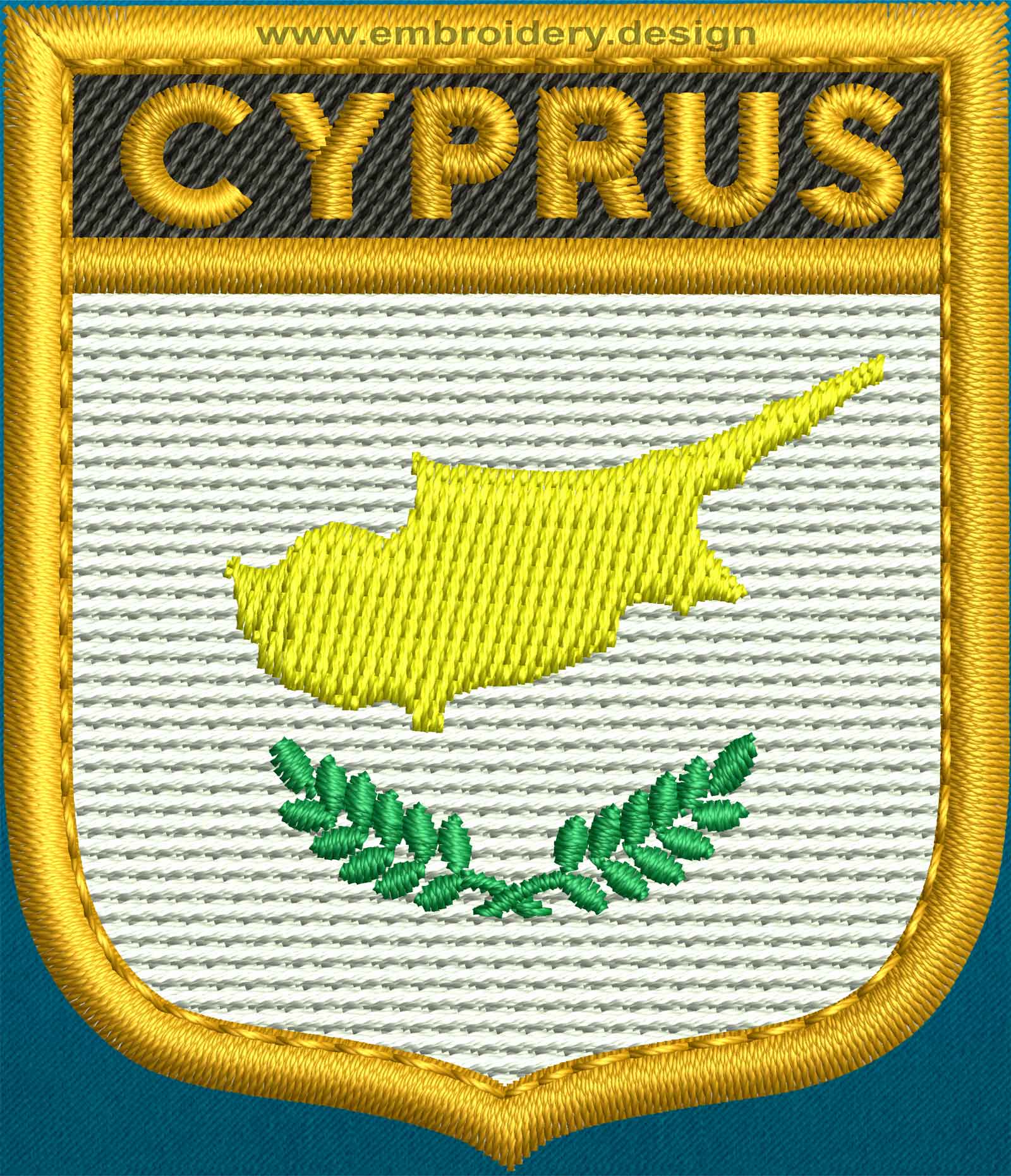 Design embroidery Flag of Cyprus Shield with Gold Trim by embroidery design